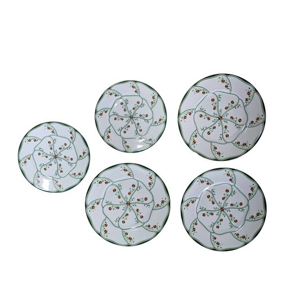 5 Haviland Limoges France Lotus Plates 3 - 8" and 2 - 6 1/2"